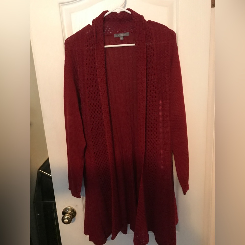 Women's Maroon Long Cardigan by NY Collection Size 2X